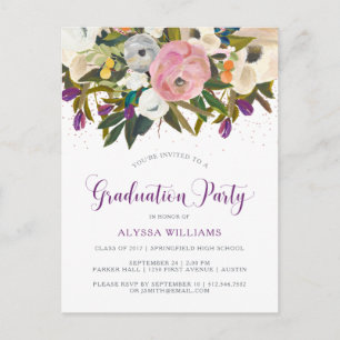 Invitation Carte Postale Fête de remise des diplômes de parties