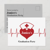 Invitation Carte Postale Fête de remise des diplômes d'infirmière (Devant / Derrière)