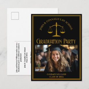 Invitation Carte Postale Fête de remise des diplômes élégante en noir à la