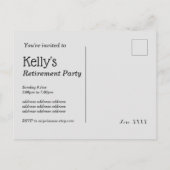 Invitation Carte Postale Fête de retraite au Champagne (Dos)