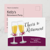 Invitation Carte Postale Fête de retraite au Champagne (Devant / Derrière)