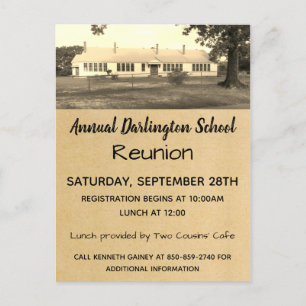 Invitation Carte Postale Fête de réunion de famille de classe rétro antique
