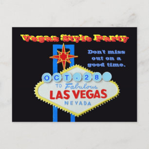 Invitation Carte Postale Fête de style Vegas Date personnalisée