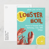 Invitation Carte Postale Fête d'ébullition du homard d'été Aqua (Devant / Derrière)