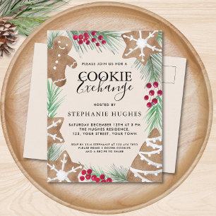 Invitation Carte Postale Fête d'échange de biscuits de Noël