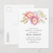 Invitation Carte Postale Fête des mariées Aquarelle Florale Rustique Modern (Devant / Derrière)