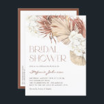 Invitation Carte Postale Fête des mariées blanche orchidée et palmier séché<br><div class="desc">Cette carte postale d'invitation à la douche nuptiale boho présente des orchidées d'aquarelle douce, des feuilles de palmiers séchés et de l'herbe de pampas dans des tons neutres. Conçu pour le confort, c'est un moyen simple pour les clients invitations sans avoir besoin d'enveloppes. La palette naturelle convient aux douches nuptiales...</div>