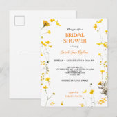 Invitation Carte Postale Fête des mariées Boho Fleur sauvage Pressé Budget (Devant / Derrière)