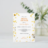 Invitation Carte Postale Fête des mariées Boho Fleur sauvage Pressé Budget (Debout devant)