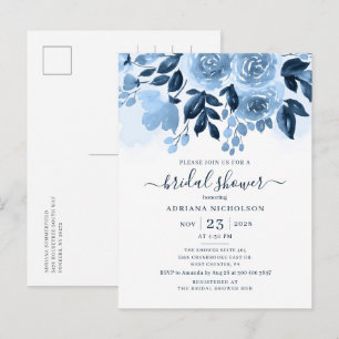 Invitation Carte Postale Fête des mariées botanique florale Script Watercol