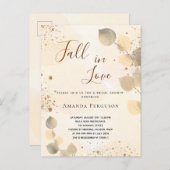 Invitation Carte Postale Fête des mariées chute de parties scintillant doré (Devant / Derrière)