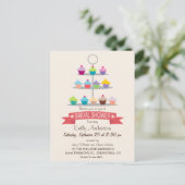 Invitation Carte Postale Fête des mariées Colorée Cupcake Tree (Debout devant)