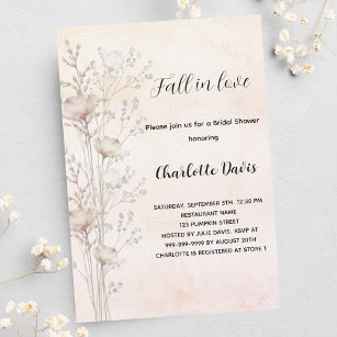 Invitation Carte Postale Fête des mariées crème poussiéreuse fleurs sauvage