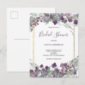 Invitation Carte Postale Fête des mariées d'aquarelle fleur sauvage (Devant / Derrière)