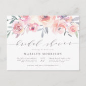 Invitation Carte Postale Fête des mariées d'aquarelle florale d'été (Devant)