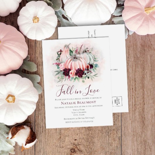 Invitation Carte Postale Fête des mariées de Citrouille de la chute du budg