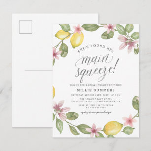 Invitation Carte Postale Fête des mariées de couronnes de citron fleuri