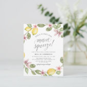 Invitation Carte Postale Fête des mariées de couronnes de citron fleuri (Debout devant)