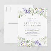 Invitation Carte Postale Fête des mariées de glycine à l'aquarelle violet (Devant / Derrière)