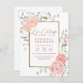 Invitation Carte Postale Fête des mariées de printemps de Fleurs peintes ro (Devant / Derrière)