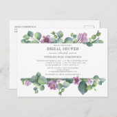 Invitation Carte Postale Fête des mariées de script botanique Eucalyptus Gr (Devant / Derrière)