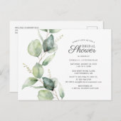 Invitation Carte Postale Fête des mariées de script Eucalyptus Greenery (Devant / Derrière)