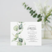 Invitation Carte Postale Fête des mariées de script Eucalyptus Greenery (Debout devant)