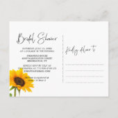 Invitation Carte Postale Fête des mariées de texture de tournesol rustique (Dos)