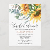 Invitation Carte Postale Fête des mariées de tournesol rustique (Devant)