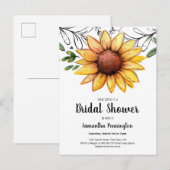 Invitation Carte Postale Fête des mariées de tournesol rustique (Devant / Derrière)