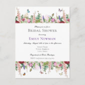 Invitation Carte Postale Fête des mariées décontracté Florals & Papillons (Devant)