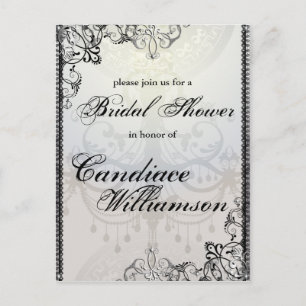 Invitation Carte Postale Fête des mariées élégante de lustre et de fleurs