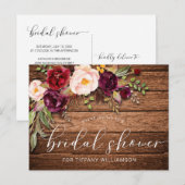 Invitation Carte Postale Fête des mariées en bois de fleurs de Bourgogne ru (Devant / Derrière)