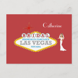 Invitation Carte Postale FÊTE DES MARIÉES EN FABULEUX LAS VEGAS Catherine P