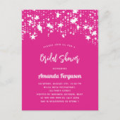 Invitation Carte Postale Fête des mariées étoile blanche rose chaud (Devant)