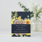 INVITATION CARTE POSTALE FÊTE DES MARIÉES EUCALYPTUS PINE FLORA DE NAVY SUN (Debout devant)