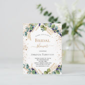 Invitation Carte Postale Fête des mariées eucalyptus verdure parties scinti (Debout devant)