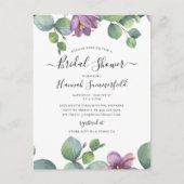 Invitation Carte Postale Fête des mariées Eucalyptus Vert Floral Succulent (Devant)