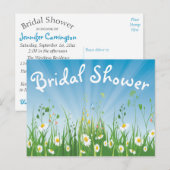 Invitation Carte Postale Fête des mariées florale Bleu marguerite Bleu Invi (Devant / Derrière)