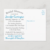 Invitation Carte Postale Fête des mariées florale Bleu marguerite Bleu Invi (Dos)