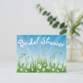 Invitation Carte Postale Fête des mariées florale Bleu marguerite Bleu Invi (Debout devant)