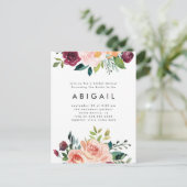Invitation Carte Postale Fête des mariées florale de Bourgogne moderne (Debout devant)