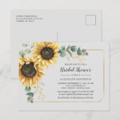 Invitation Carte Postale Fête des mariées florale de tournesol Eucalyptus (Devant / Derrière)