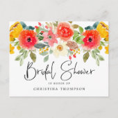 Invitation Carte Postale Fête des mariées florale du milieu de l'été (Devant)