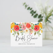 Invitation Carte Postale Fête des mariées florale du milieu de l'été (Debout devant)