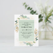 Invitation Carte Postale Fête des mariées florale or et aquarelle (Debout devant)