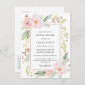 Invitation Carte Postale Fête des mariées florale rose (Devant / Derrière)