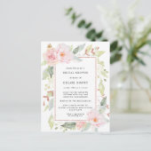 Invitation Carte Postale Fête des mariées florale rose (Debout devant)