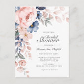 Invitation Carte Postale Fête des mariées florale rose moderne (Devant)