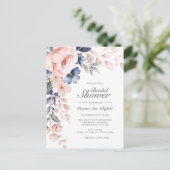 Invitation Carte Postale Fête des mariées florale rose moderne (Debout devant)